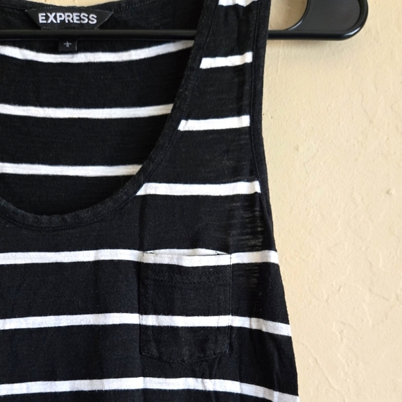 Express Sleeveless Black and White Striped High Low Midi Dress Size Large - Picture 2 of 9